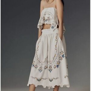 NWT Anthropologie Embroidered Culottes